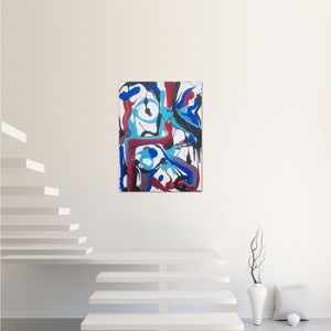 Reflections, large textured, abstract art painting design, on a white canvas